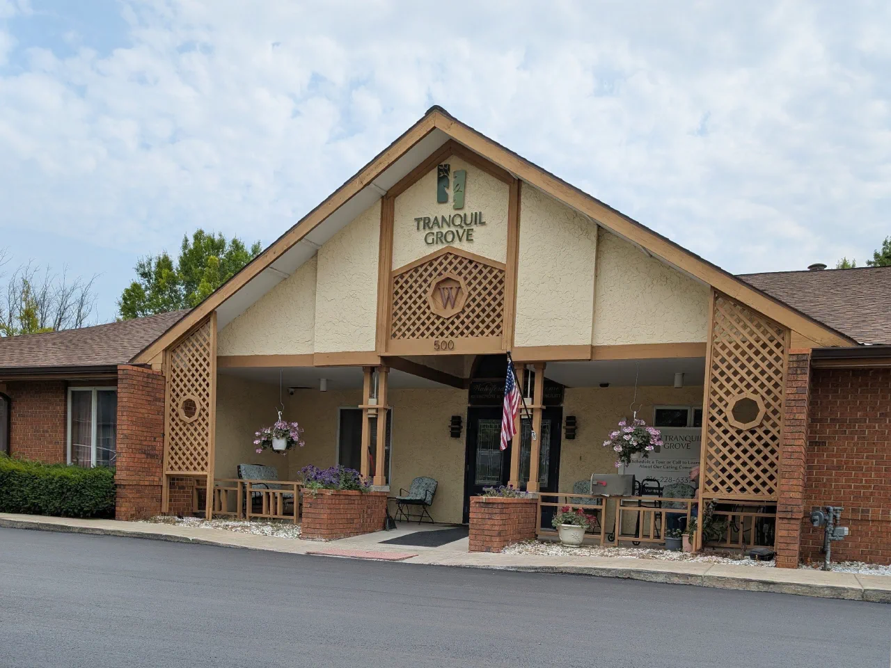 The front entrance of Tranquil Grove at Rotary Park in Blue Springs, Missouri